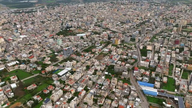 Qalqilya Governorate Palastenian National Authority, Aerial view of the city skyline