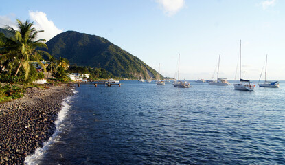 Panoramic of the coast of Roseau, Dominica Island
