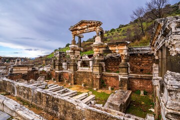 Ephesus Ancient City view in Turkey. Ephesus is great tourist attraction in Turkey.