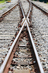 Geometric composition with train tracks in perspective