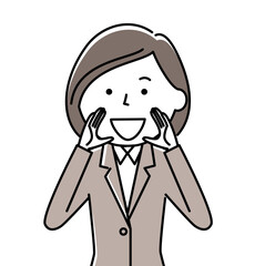 声を張るスーツの女性