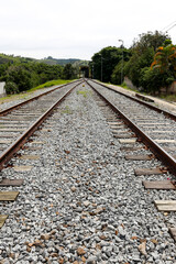 Obraz premium Geometric composition with train tracks in perspective