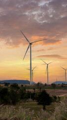 Fototapeta na wymiar Wind Turbines Windmill Energy Farm. windmill wind turbines in field. Wind turbines power generator electric. 