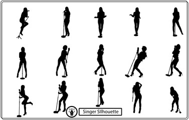Collection of Woman Singer silhouettes in different poses