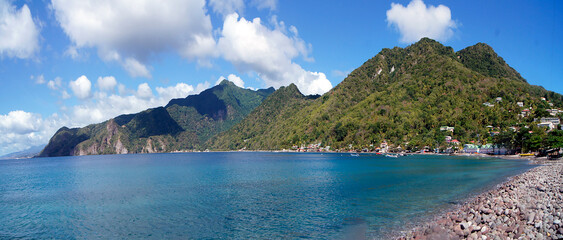 Panoramic of the south coast, Dominica Island