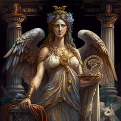 Obraz premium Greek mythology - ancient greek goddess Hera. Created with Generative AI technology.