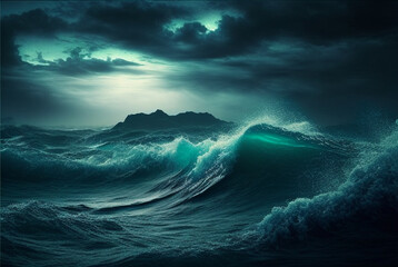 Fototapeta premium Ondas Azules Fondo - Generative AI