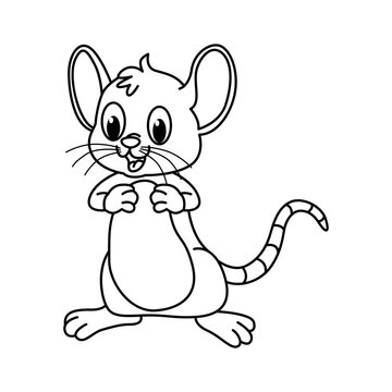 Cute mouse cartoon characters vector illustration. For kids coloring book.