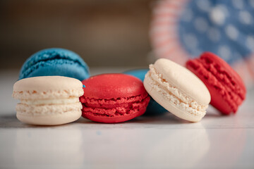 4th of July, assorted, assortment, biscuit, Blue, celebration, colorful, colors, confection, confectionery, cookies, Day, delicious, dessert, favor, Food, french, gastronomy, independence, macaroon, 