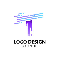 abstract letter T for technology logo design