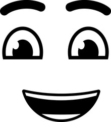 Grinning face. Comic smiley doodle. Positive expression