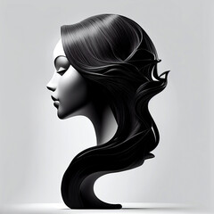 Colorful woman face silhouette with waves for cosmetics beauty salon logo design concept. Abstract female head silhouette for Logos or Icons Elements made with Generative AI