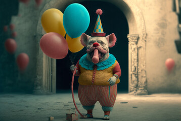 antasy vintage Circus carnival  for a circus show with acrobats, magicians, joker,animals and clowns. Welcome to the performance,generative ai.