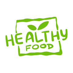Healthy food. Eco organic labels. Bio ecology vegan badge hand drawn. Vector healthy food icon