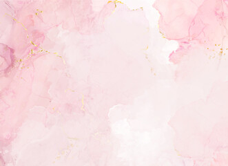 Blush pink watercolor fluid painting vector design card.