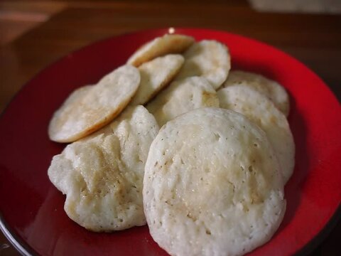 Closeup of  "Serabi", "surabi" is a traditional pancake-like food originating from Indonesia. 