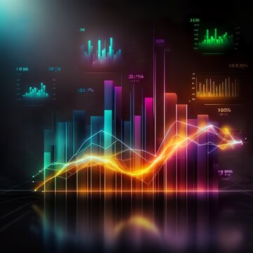 3d stock exchange rate chart color holographic illustration electic light shows an increasing trend in dark laser orange line futuristic data analysis method statement