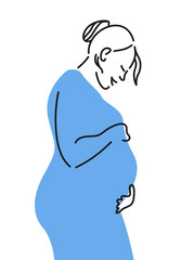 Pregnant woman, mother, woman in blue dress