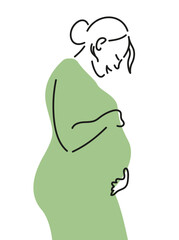 Pregnant woman, mother, woman in green dress
