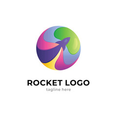 Colorful rocket logo design template