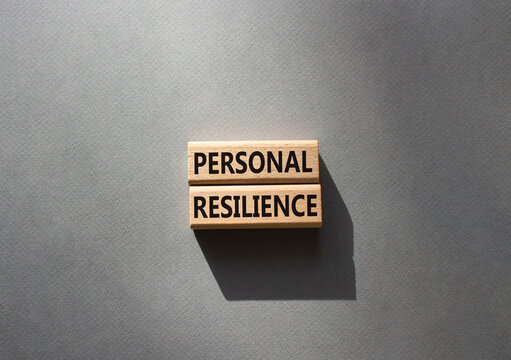 Personal resilience symbol. Wooden blocks with words Personal resilience. Beautiful grey background. Business and Personal resilience concept. Copy space.