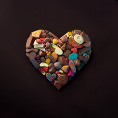 Heart-shaped collection of chocolate
