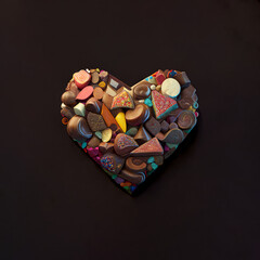 Heart-shaped collection of chocolate