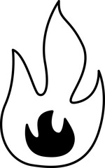 Tattoo fire in the style of the 90s, 2000s. Black and white single object illustration.