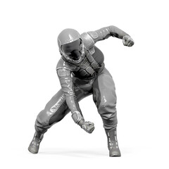 cosmonaut girl is loading power on white background