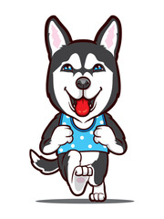Naklejka na ściany i meble Siberian Husky is a running dog mascot