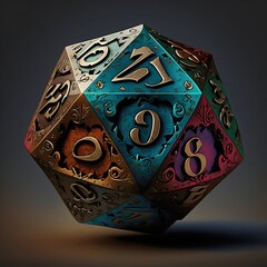 D20 icosahedron dice die created with AI