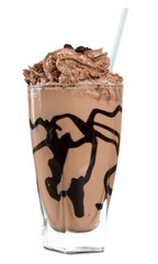 Iced coffee with cream in a glass cup