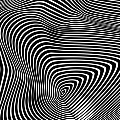Black and white abstract vector background. Liquid or wood like texture. Repeating lines.