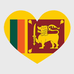 Vector illustration of the Sri Lanka flag with a heart shaped isolated on plain background. 