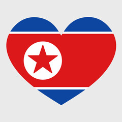 Fototapeta premium Vector illustration of the North Korea flag with a heart shaped isolated on plain background. 