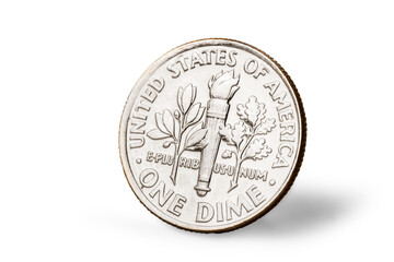 One dime currency money coin