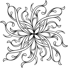 Stylized Victorian ornament leaves. Designed contour circular symmetry ornamental elements