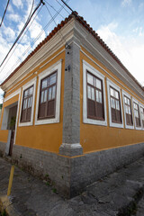 Facade of colonial house in Iguape, historic city on the south coast of Sao Paulo state, Brazil