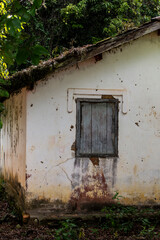 Facade of abandoned house in the countryside of Sao Paulo state, Brazil