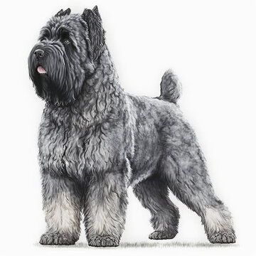 Bouvier Des Flandres full body image with white background ultra realistic



