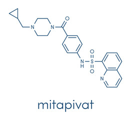 Mitapivat hemolytic anemia drug molecule. Skeletal formula.