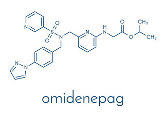 Omidenepag eye drug molecule. Skeletal formula.