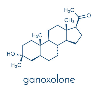 Ganaxolone epilepsy drug molecule. Skeletal formula.