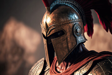 Spartan warrior portrait. Generative AI - obrazy, fototapety, plakaty
