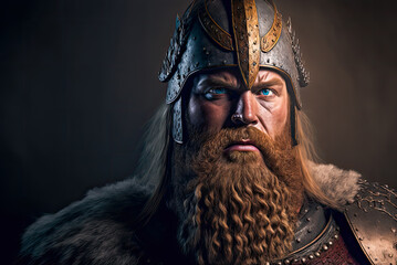 Viking warrior portrait. Generative AI - obrazy, fototapety, plakaty