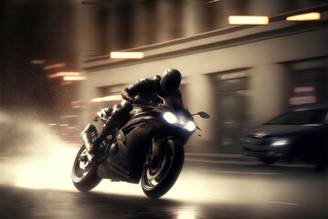 A thrilling high speed motorcycle chase. Made with Generative AI.