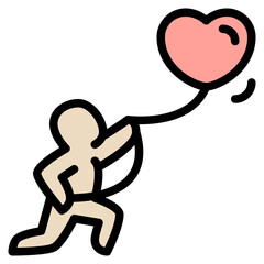 heart balloon line filled icon