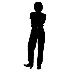 Vector silhouettes of women. Woman portrait shape. Black color on isolated white background. Graphic illustration. EPS10.