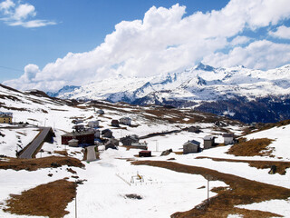 alpine snowy landscape in spring