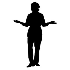 Vector silhouettes of women. Woman portrait shape. Black color on isolated white background. Graphic illustration. EPS10.